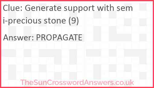 Generate support with semi-precious stone (9) Answer