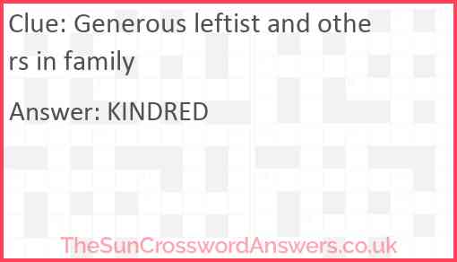 Generous leftist and others in family Answer
