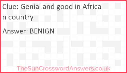 Genial and good in African country Answer