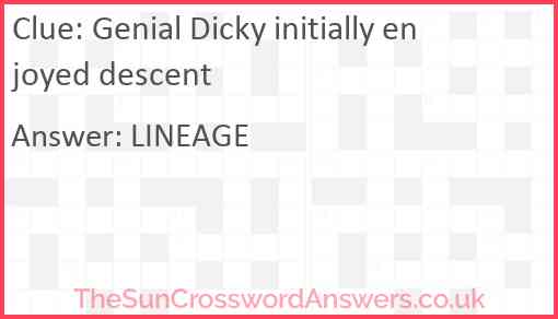 Genial Dicky initially enjoyed descent Answer