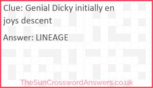 Genial Dicky initially enjoys descent Answer