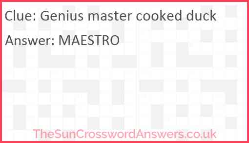 Genius master cooked duck Answer