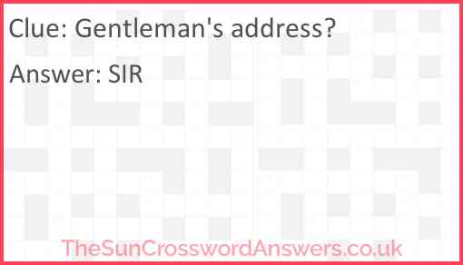 Gentleman's address? Answer