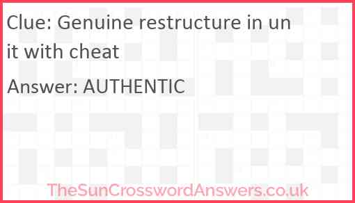Genuine restructure in unit with cheat Answer