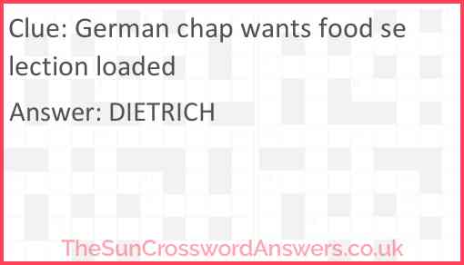 German chap wants food selection loaded Answer