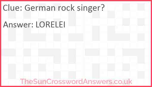 German rock singer? Answer