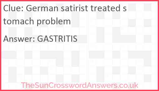 German satirist treated stomach problem Answer