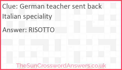 German teacher sent back Italian speciality Answer