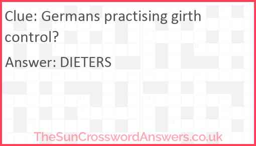 Germans practising girth control? Answer