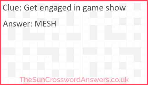 Get engaged in game show Answer