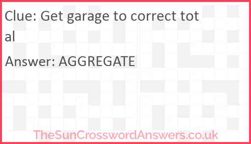 Get garage to correct total Answer