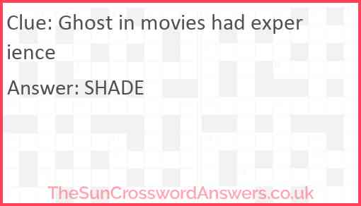 Ghost in movies had experience Answer