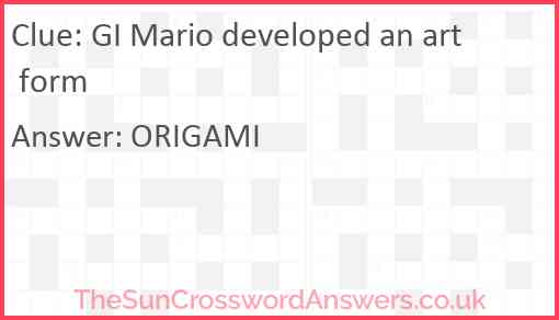 GI Mario developed an art form Answer