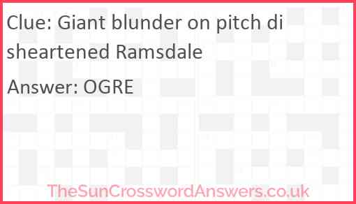 Giant blunder on pitch disheartened Ramsdale crossword clue Giant blunder on pitch disheartened Ramsdale crossword clue