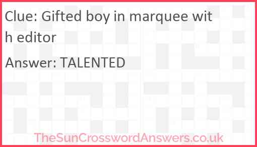 Gifted boy in marquee with editor Answer