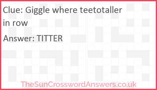 Giggle where teetotaller in row Answer