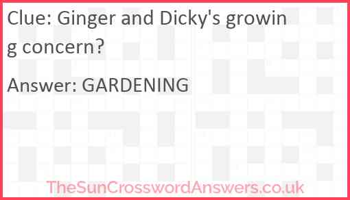 Ginger and Dicky's growing concern? Answer
