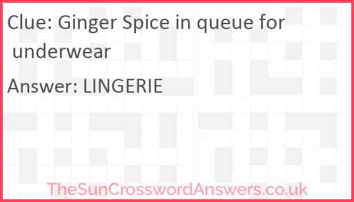 Ginger Spice in queue for underwear Answer