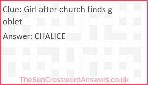 Girl after church finds goblet Answer