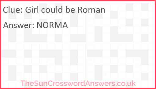 Girl could be Roman Answer