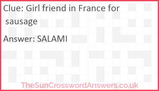 Girl friend in France for sausage Answer