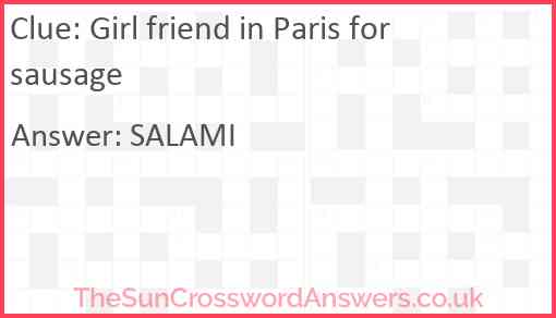 Girl friend in Paris for sausage Answer