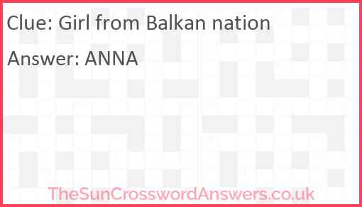 Girl from Balkan nation Answer