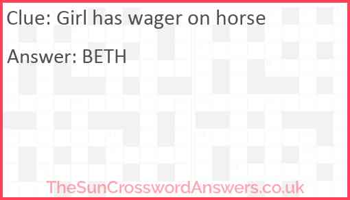 Girl has wager on horse Answer