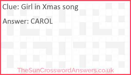 Girl in Xmas song Answer
