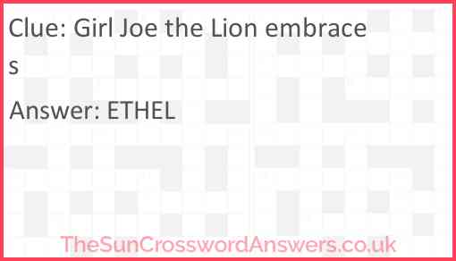 Girl Joe the Lion embraces Answer