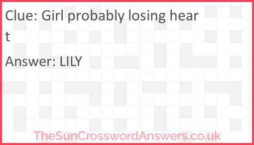 Girl probably losing heart Answer