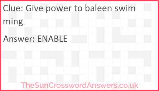 Give power to baleen swimming Answer