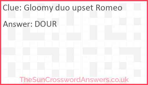 Gloomy duo upset Romeo Answer
