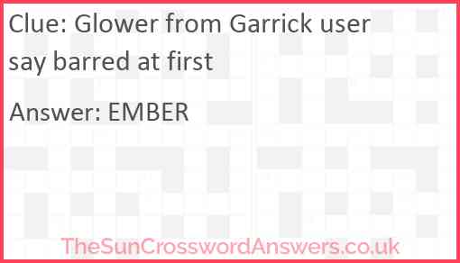 Glower from Garrick user say barred at first Answer