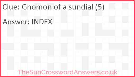 Gnomon of a sundial (5) Answer