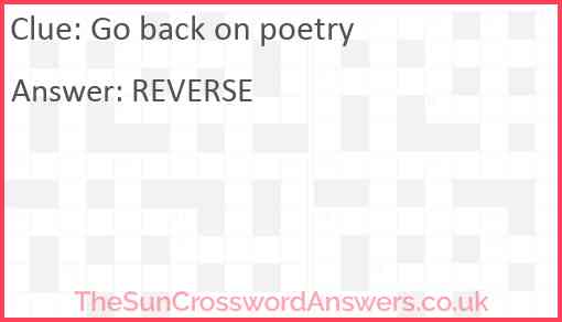 Go back on poetry Answer