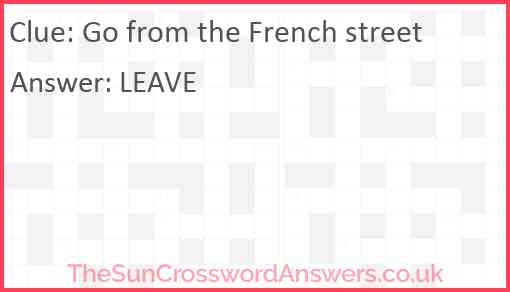 Go from the French street Answer