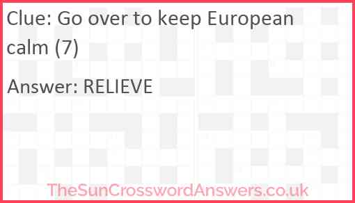 Go over to keep European calm (7) Answer
