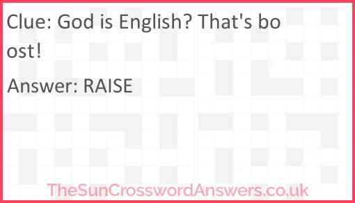 God is English? That's boost! Answer
