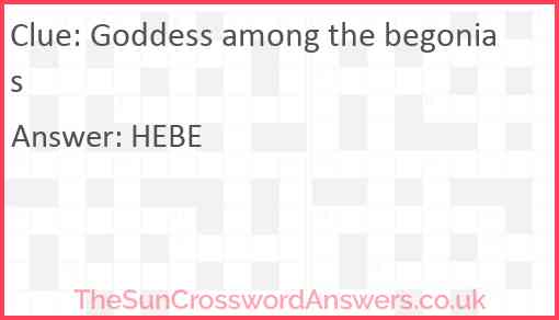 Goddess among the begonias Answer