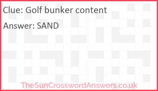 Golf bunker content Answer