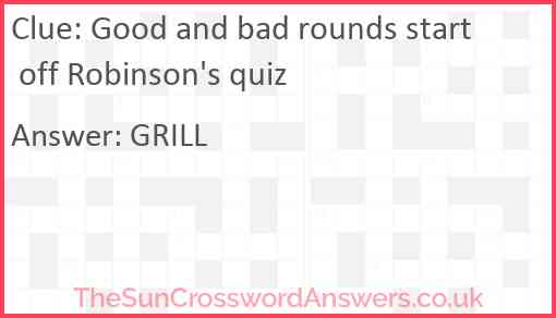 Good and bad rounds start off Robinson's quiz Answer