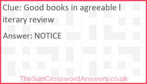 Good books in agreeable literary review Answer