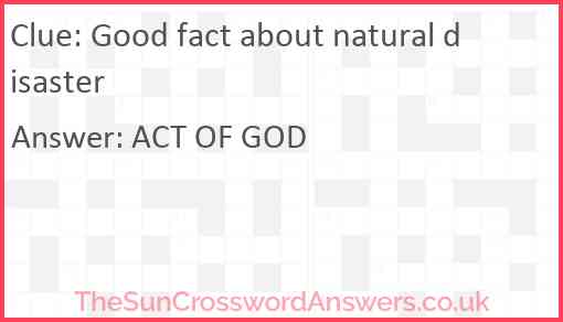 Good fact about natural disaster Answer
