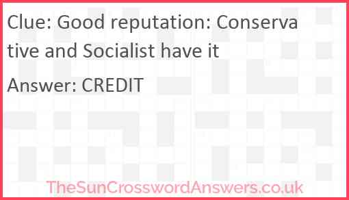 Good reputation: Conservative and Socialist have it Answer