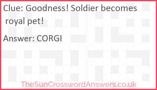 Goodness! Soldier becomes royal pet! Answer