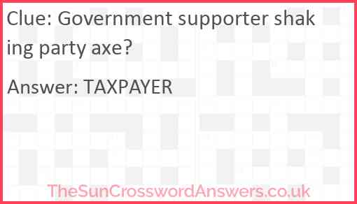 Government supporter shaking party axe? Answer