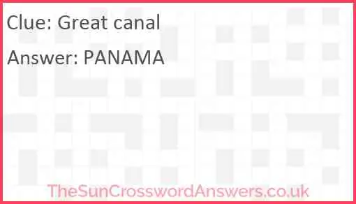 Great canal Answer