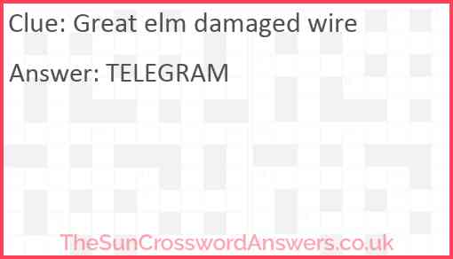 Great elm damaged wire Answer