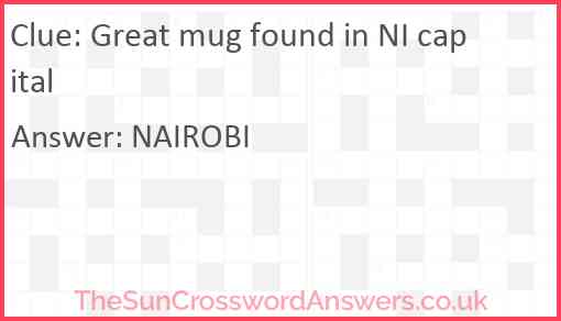 Great mug found in NI capital Answer